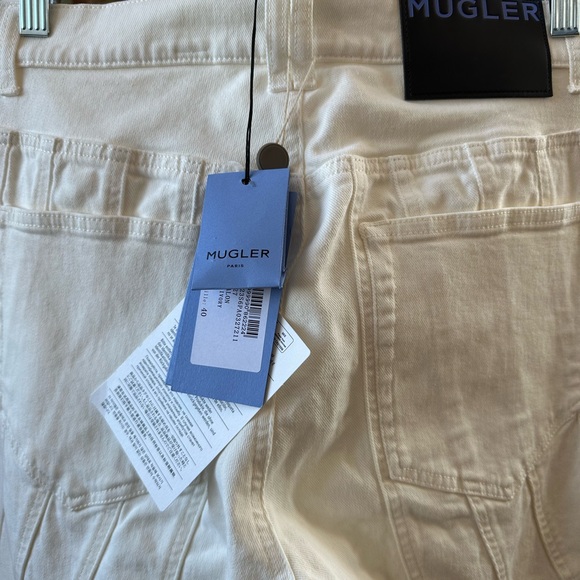 💥SALE💥Retail $950 NWT Mugler White Denim Spiral Seams Long Length JEANS Sold Out - Picture 15 of 15